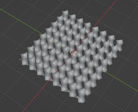 A grid of saddle patches tiled together into a continuous lattice.
